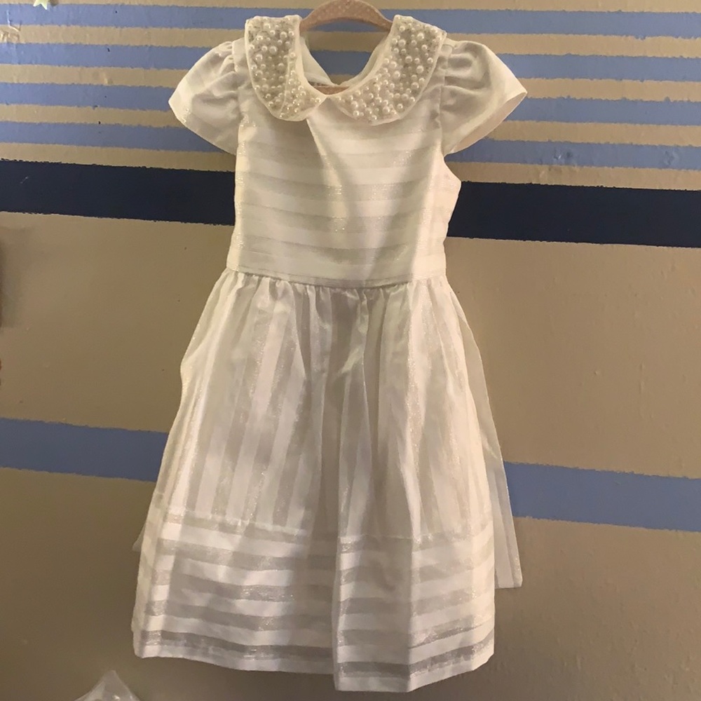 Bonnie Jean 4/4t Girls white and silver dress